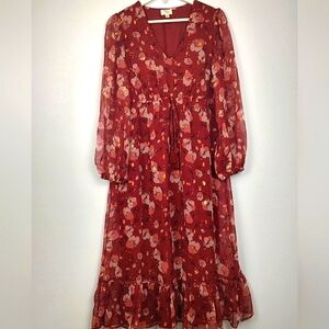 Dizzy & Lizzy Floral Long Sleeve Dress Size S